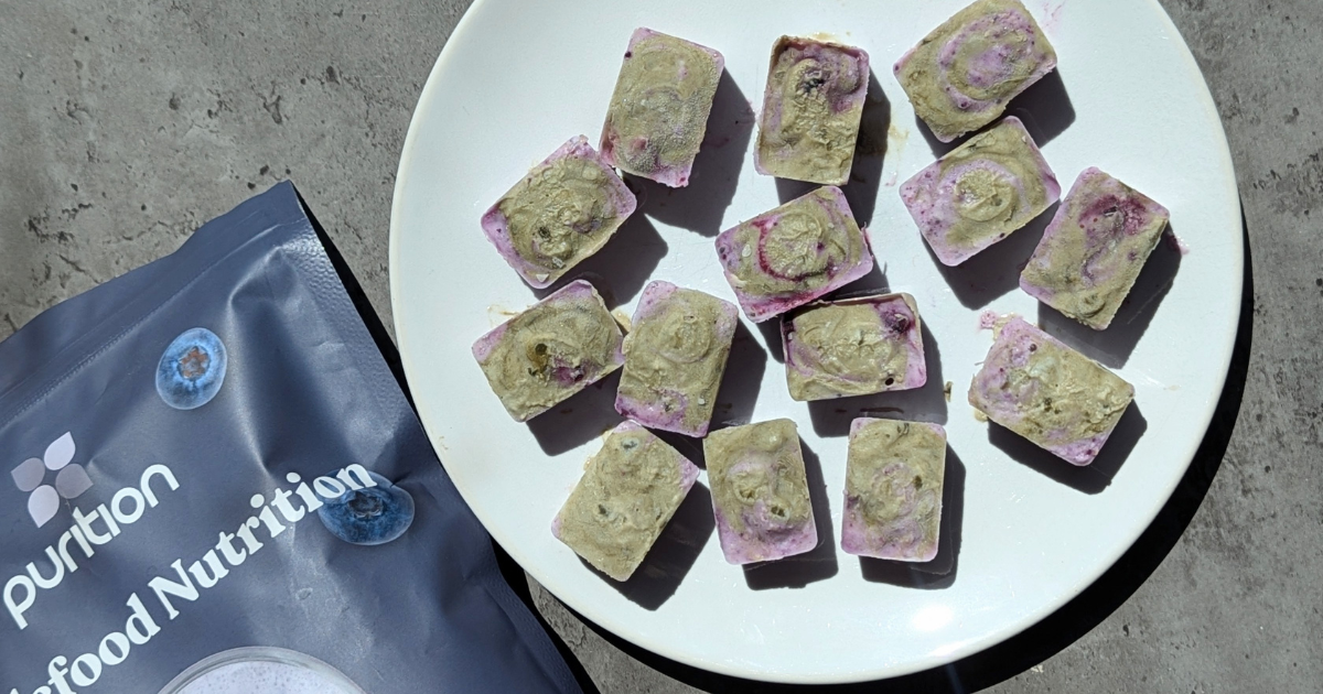 Matcha yoghurt bites with Purition Blueberry and Greek Yoghurt